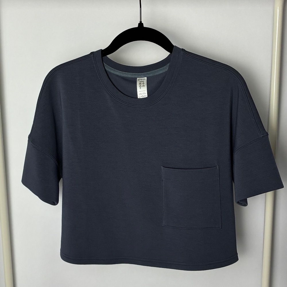 Spanx AirEssentials Cropped Tee Small – Smoke Gray - Picture 3 of 7